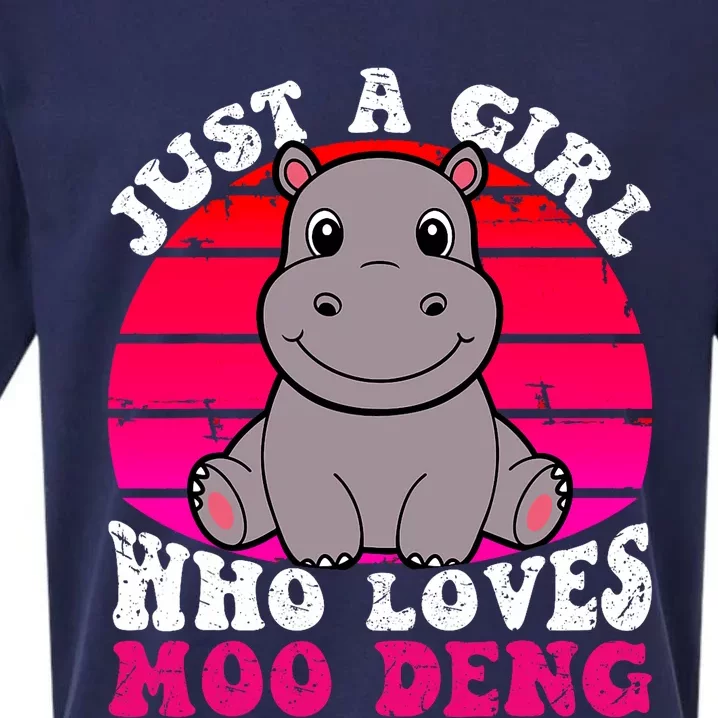 Just A Girl Who Loves Moo Deng Cute Baby Hippo Quote Sueded Cloud Jersey T-Shirt