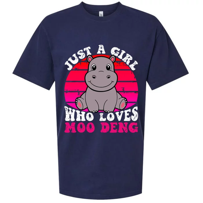 Just A Girl Who Loves Moo Deng Cute Baby Hippo Quote Sueded Cloud Jersey T-Shirt