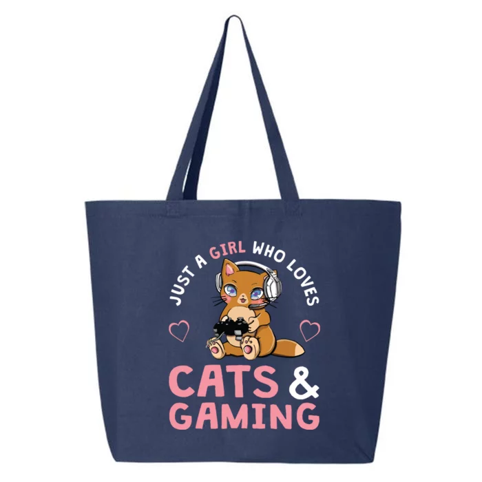 Just A Girl Who Loves Cats And Gaming Cute Gamer Cat 25L Jumbo Tote