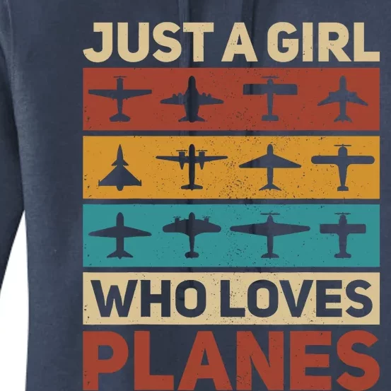 Just A Girl Who Loves Planes Pilot Plane Aviation Airplane Women's Pullover Hoodie