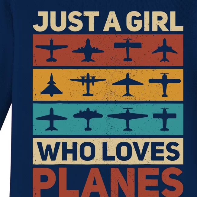 Just A Girl Who Loves Planes Pilot Plane Aviation Airplane Baby Long Sleeve Bodysuit