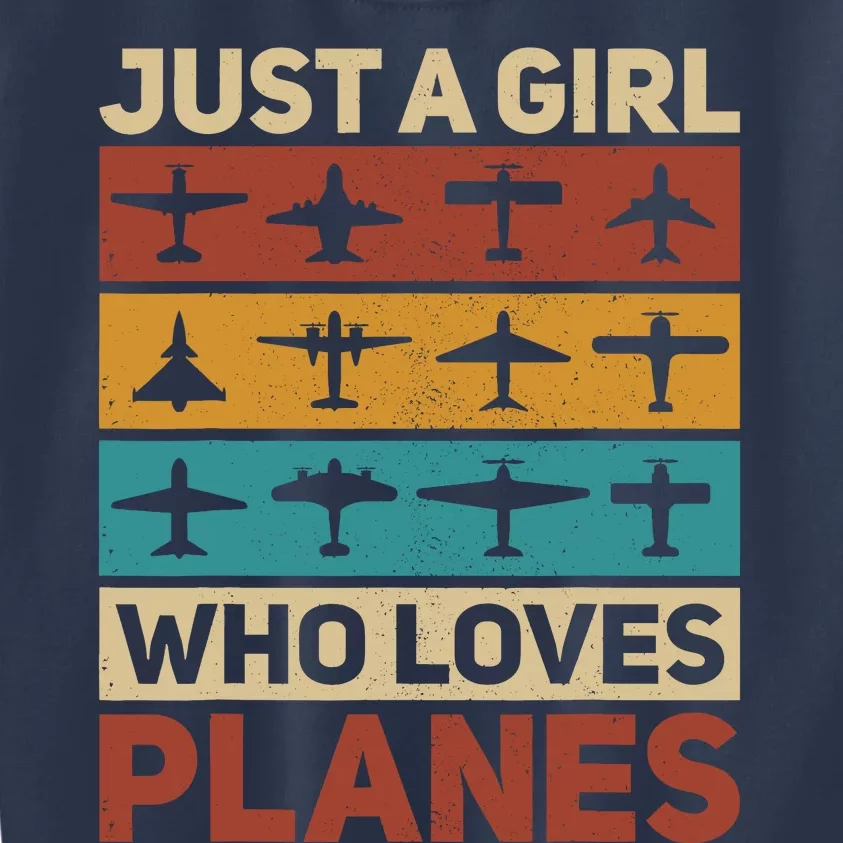 Just A Girl Who Loves Planes Pilot Plane Aviation Airplane Kids Sweatshirt