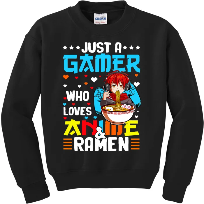 Just A Gamer Who Loves Anime And Ra Boy Kids Sweatshirt