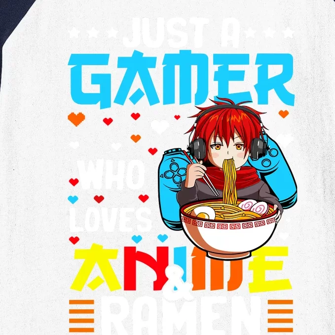 Just A Gamer Who Loves Anime And Ra Boy Baseball Sleeve Shirt