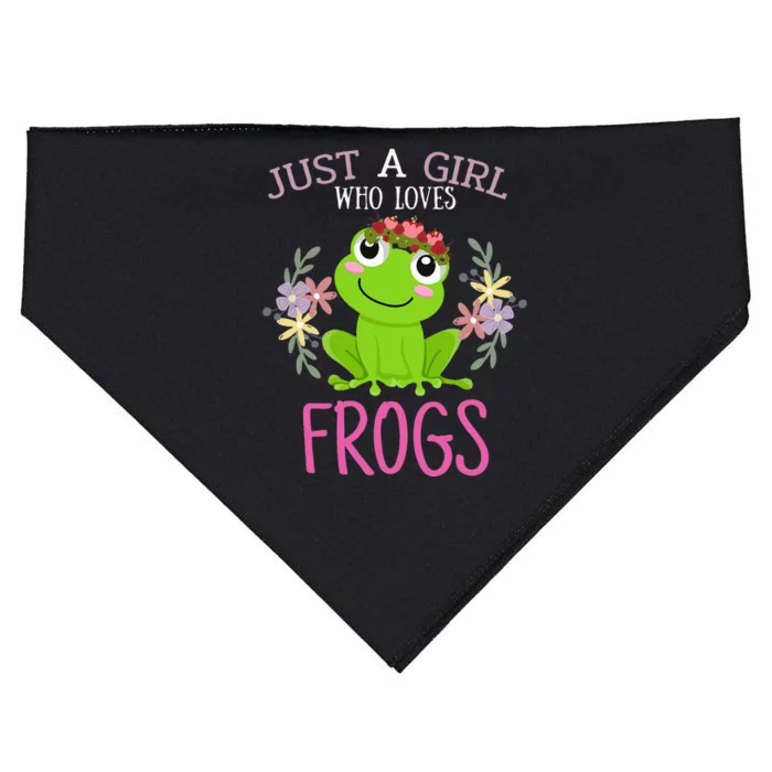 Just A Girl Who Loves Frogs Frogs Lover USA-Made Doggie Bandana