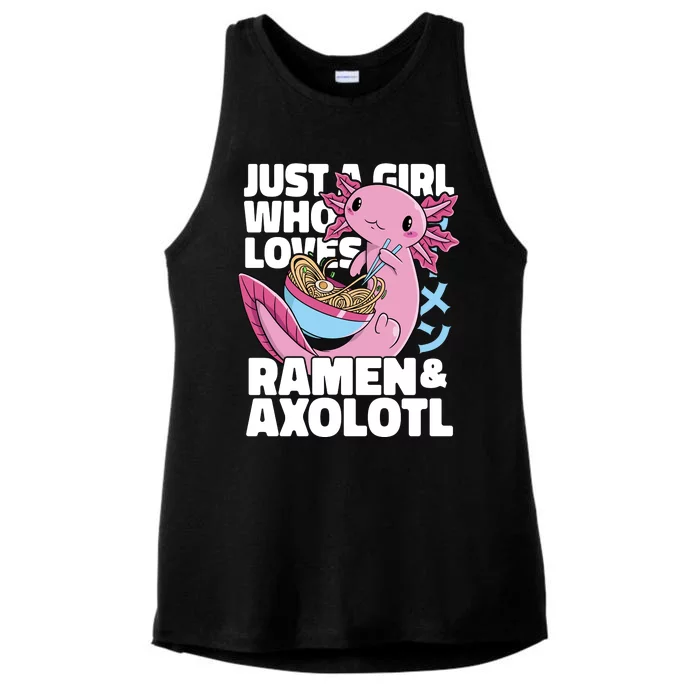 Just A Girl Who Loves Ramen & Axolotl Funny Cute Ladies Tri-Blend Wicking Tank