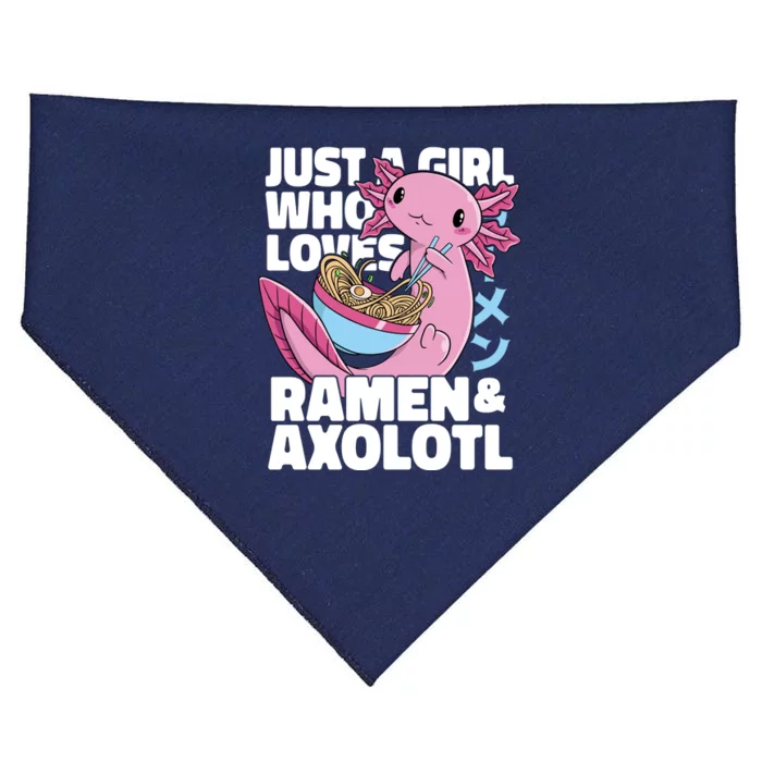 Just A Girl Who Loves Ramen & Axolotl Funny Cute USA-Made Doggie Bandana