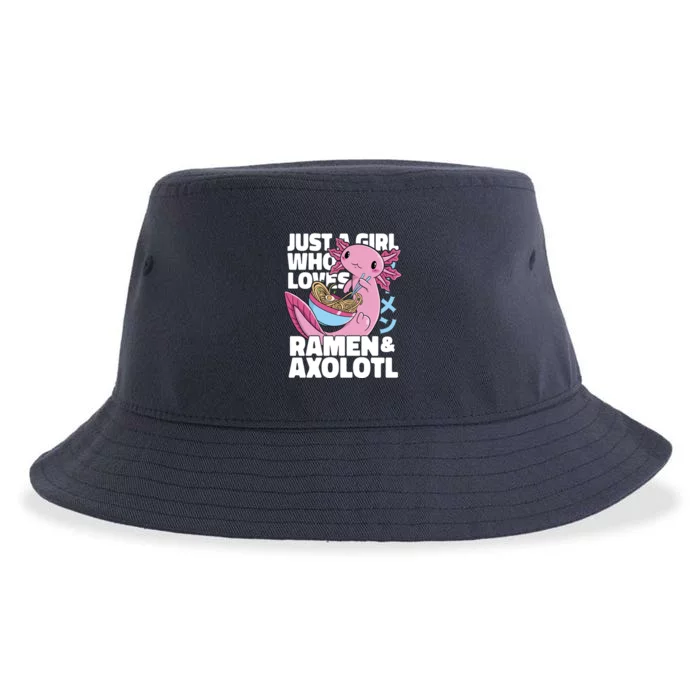 Just A Girl Who Loves Ramen & Axolotl Funny Cute Sustainable Bucket Hat