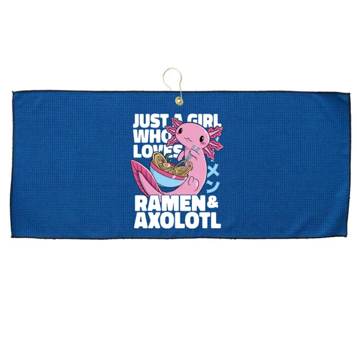 Just A Girl Who Loves Ramen & Axolotl Funny Cute Large Microfiber Waffle Golf Towel