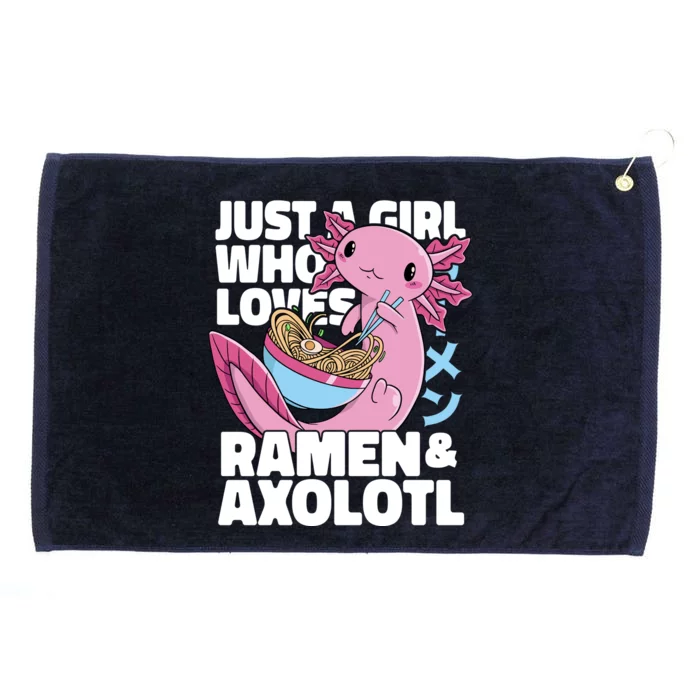 Just A Girl Who Loves Ramen & Axolotl Funny Cute Grommeted Golf Towel