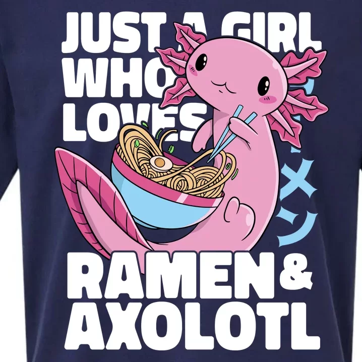 Just A Girl Who Loves Ramen & Axolotl Funny Cute Sueded Cloud Jersey T-Shirt