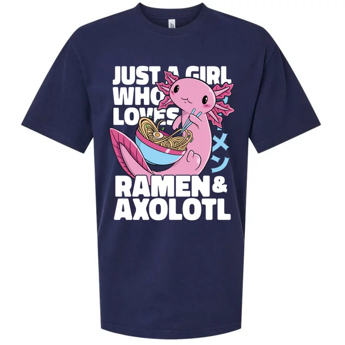 Just A Girl Who Loves Ramen & Axolotl Funny Cute Sueded Cloud Jersey T-Shirt