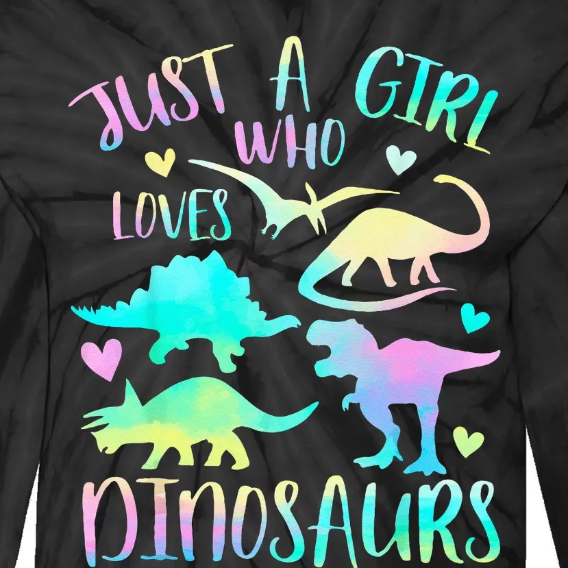 Just A Girl Who LovesDinosaurs Dinosaur Teen Gifts Tie-Dye Long Sleeve Shirt