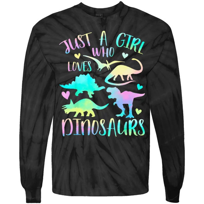 Just A Girl Who LovesDinosaurs Dinosaur Teen Gifts Tie-Dye Long Sleeve Shirt