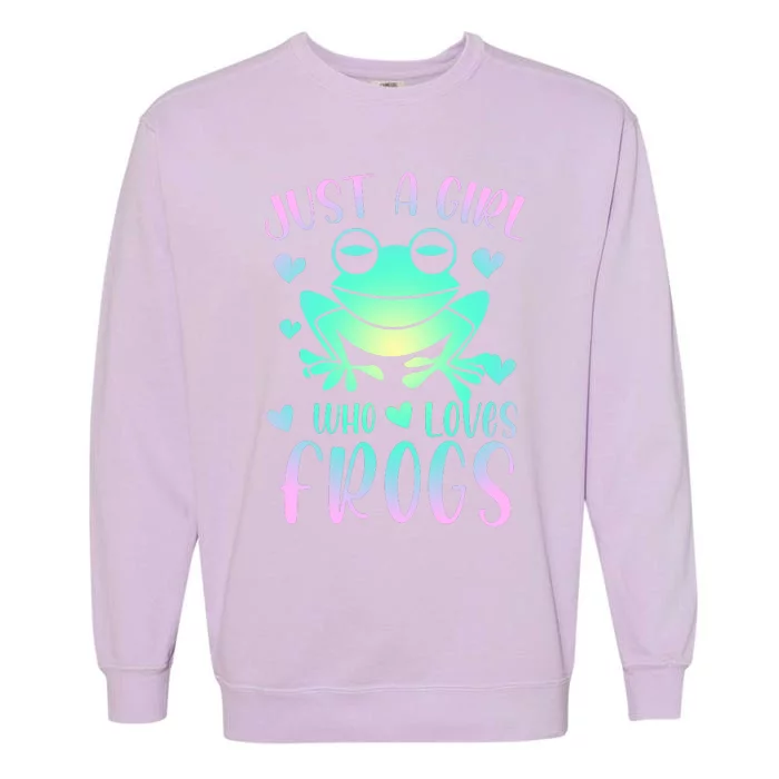 Just A Girl Who Loves Frogs Cute Frog Lover Teen Girls Garment-Dyed Sweatshirt