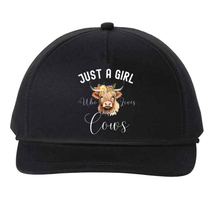 Just a Girl Who Loves Cows Funny Cute Cow Snapback Five-Panel Rope Hat