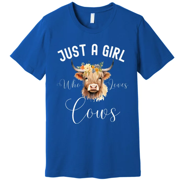 Just a Girl Who Loves Cows Funny Cute Cow Premium T-Shirt