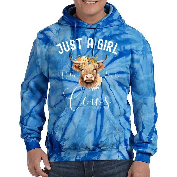 Just a Girl Who Loves Cows Funny Cute Cow Tie Dye Hoodie