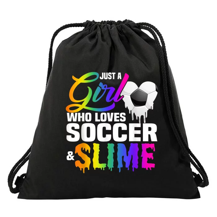 Just A Girl Who Loves Soccer And Slime Sports Gifts Teens Drawstring Bag