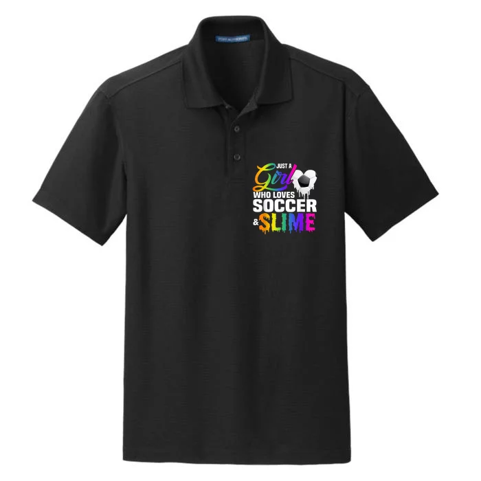 Just A Girl Who Loves Soccer And Slime Sports Gifts Teens Dry Zone Grid Performance Polo