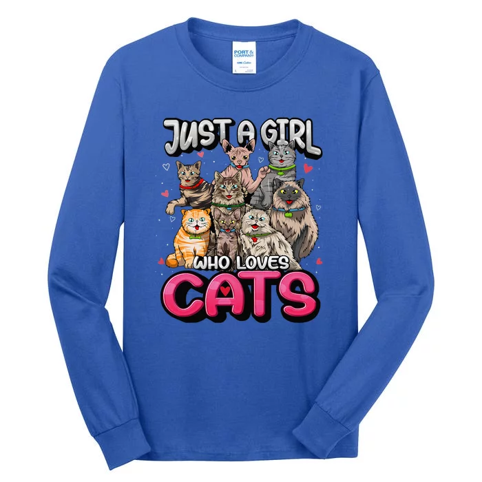 Just A Girl Who Loves Cats Cute Cat Lover Tall Long Sleeve T-Shirt