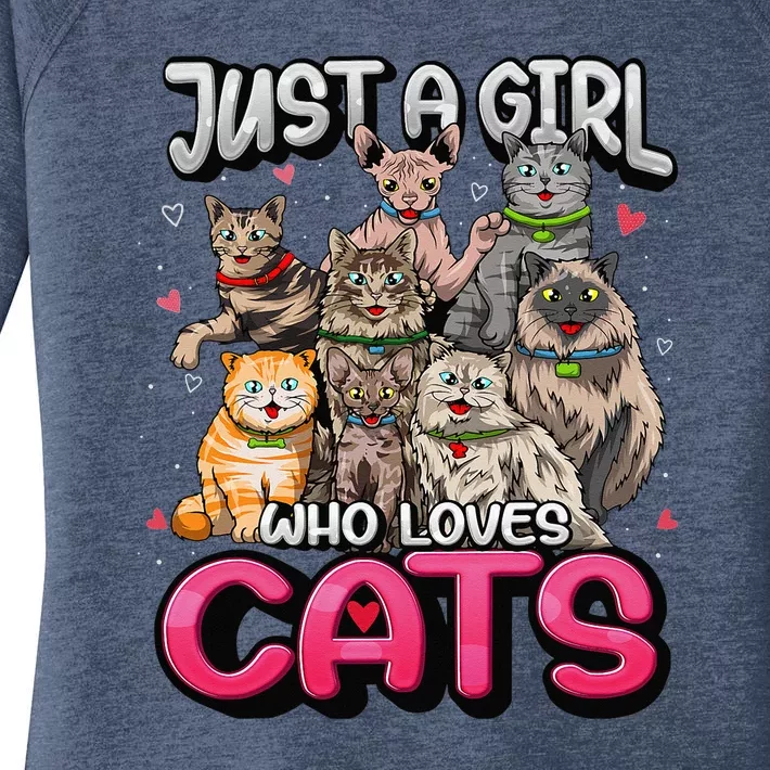 Just A Girl Who Loves Cats Cute Cat Lover Women's Perfect Tri Tunic Long Sleeve Shirt