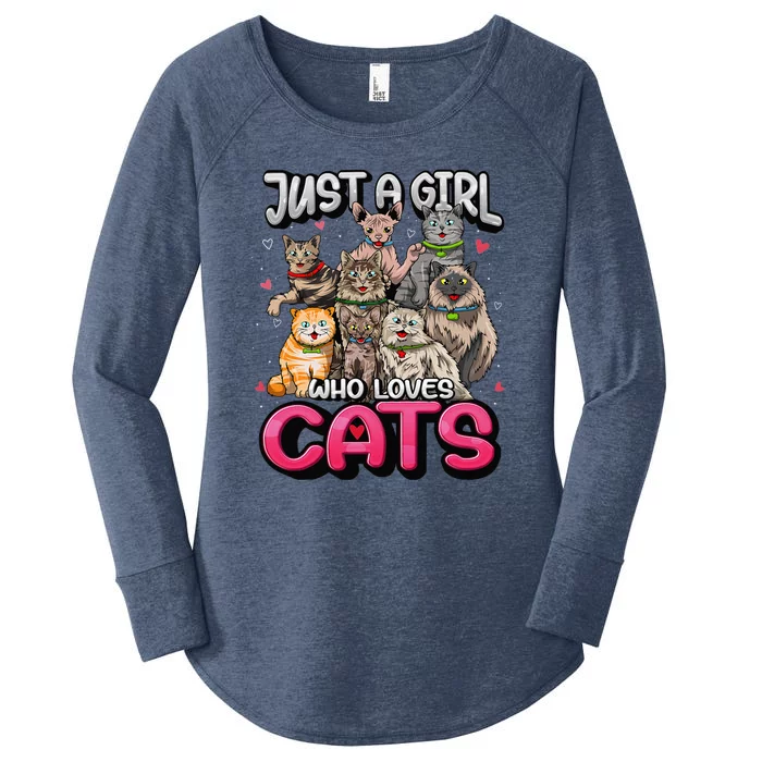 Just A Girl Who Loves Cats Cute Cat Lover Women's Perfect Tri Tunic Long Sleeve Shirt