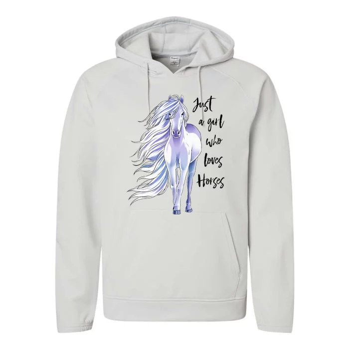 Just A Girl Who Loves Horses Horse Women Horseback Riding Performance Fleece Hoodie