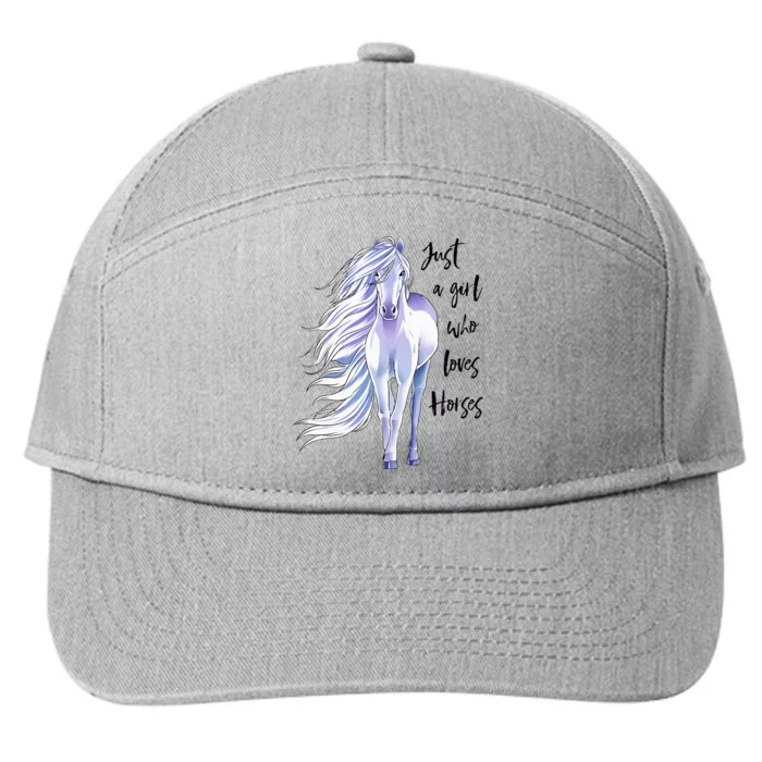 Just A Girl Who Loves Horses Horse Women Horseback Riding 7-Panel Snapback Hat