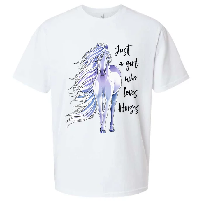 Just A Girl Who Loves Horses Horse Women Horseback Riding Sueded Cloud Jersey T-Shirt