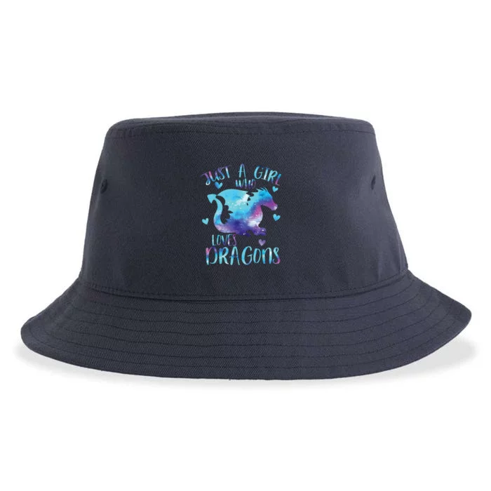 Just A Girl Who Loves Dragons Galaxy Space Dragon Cute Girls Sustainable Bucket Hat