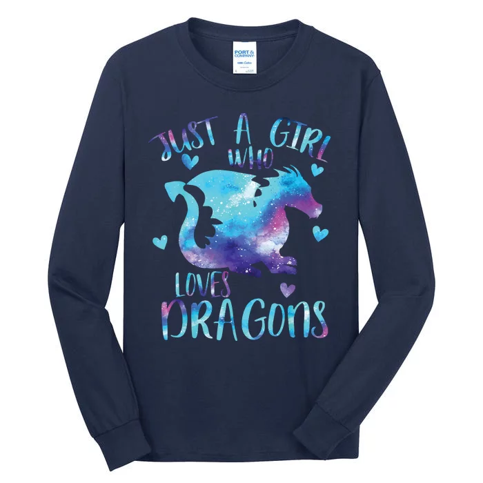 Just A Girl Who Loves Dragons Galaxy Space Dragon Cute Girls Tall Long Sleeve T-Shirt