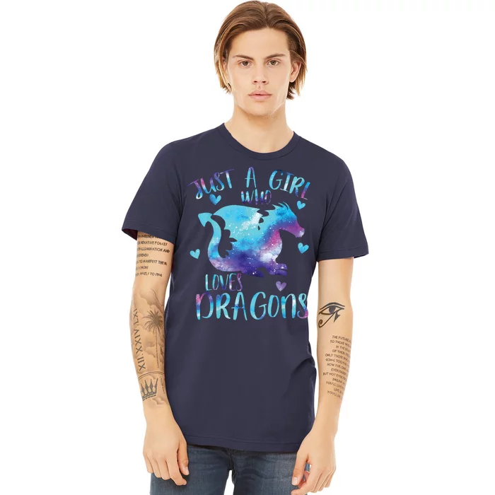 Just A Girl Who Loves Dragons Galaxy Space Dragon Cute Girls Premium T-Shirt