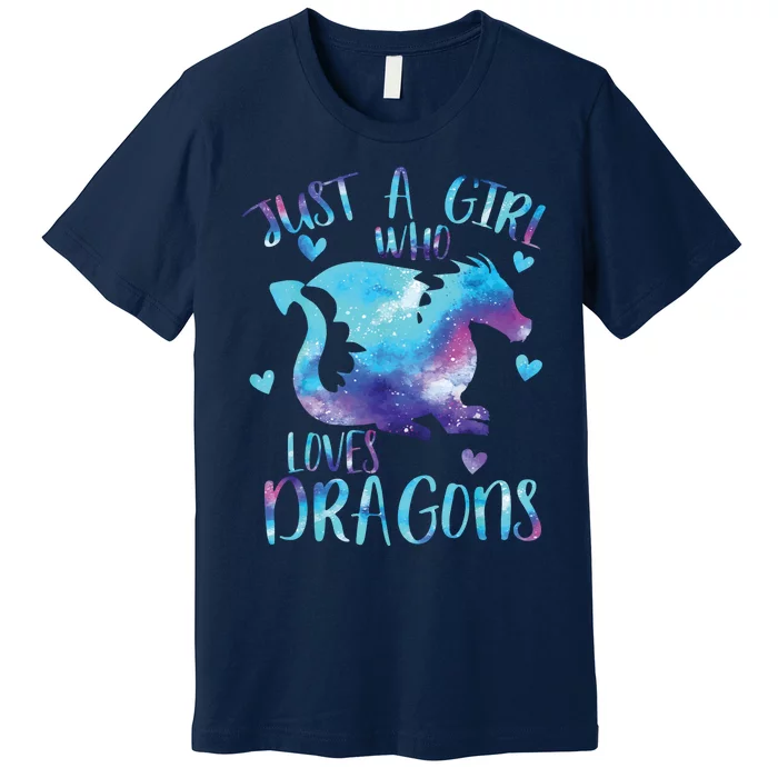 Just A Girl Who Loves Dragons Galaxy Space Dragon Cute Girls Premium T-Shirt