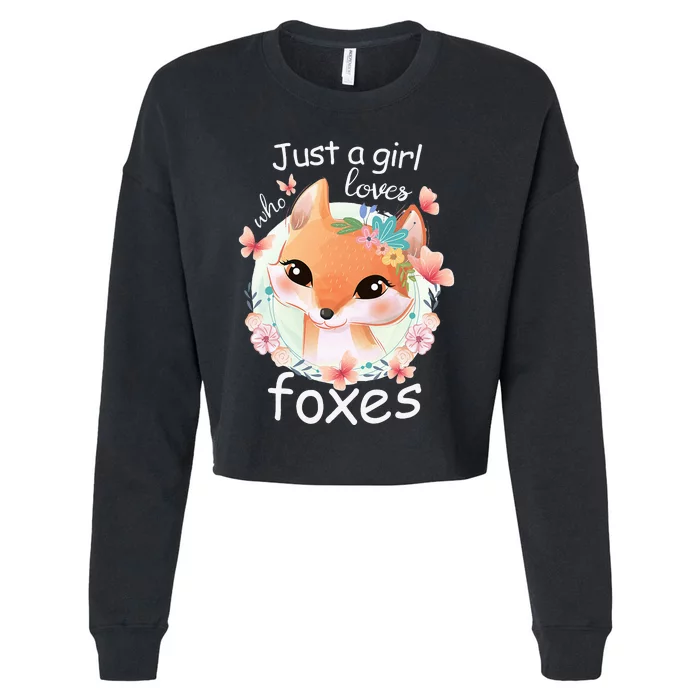 Just A Girl Who Loves Foxes Smiling Fox Cropped Pullover Crew