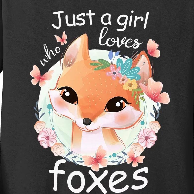 Just A Girl Who Loves Foxes Smiling Fox Kids Long Sleeve Shirt