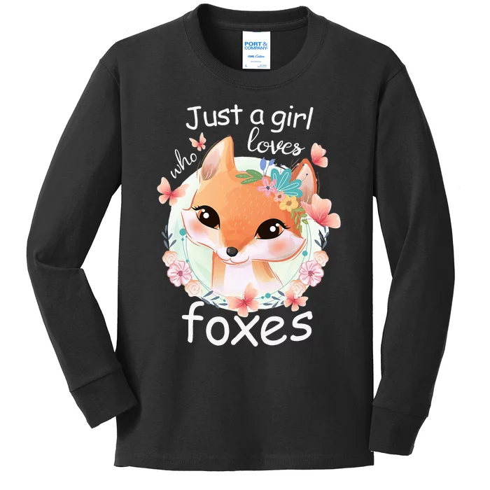 Just A Girl Who Loves Foxes Smiling Fox Kids Long Sleeve Shirt