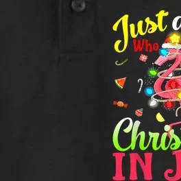 Just A Girl Who Loves Christmas In July Flamingo Dry Zone Grid Performance Polo