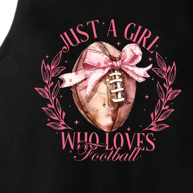 Just A Girl Who Love Football Fall Coquette Bow Ladies Tri-Blend Wicking Tank