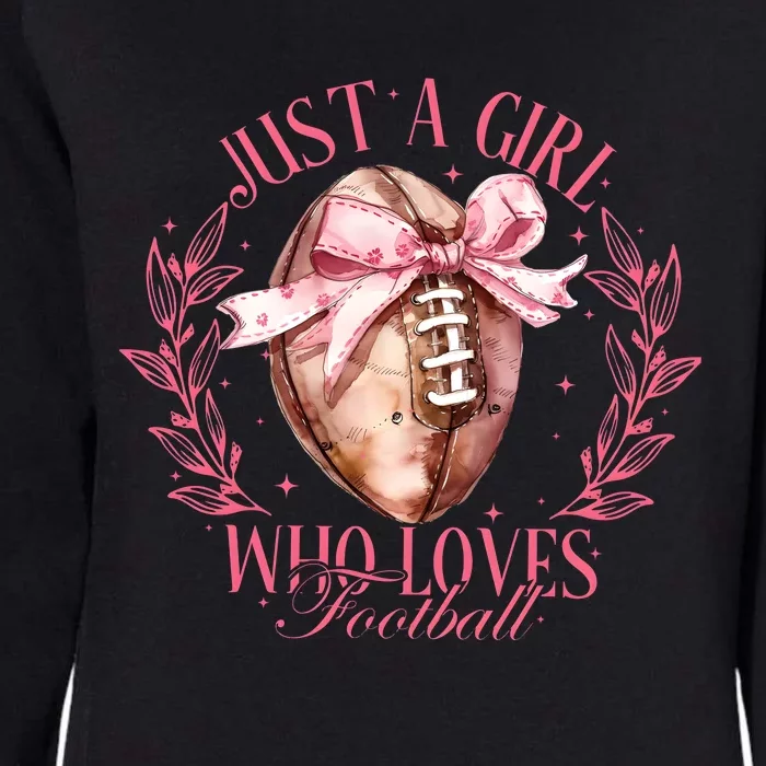 Just A Girl Who Love Football Fall Coquette Bow Womens California Wash Sweatshirt