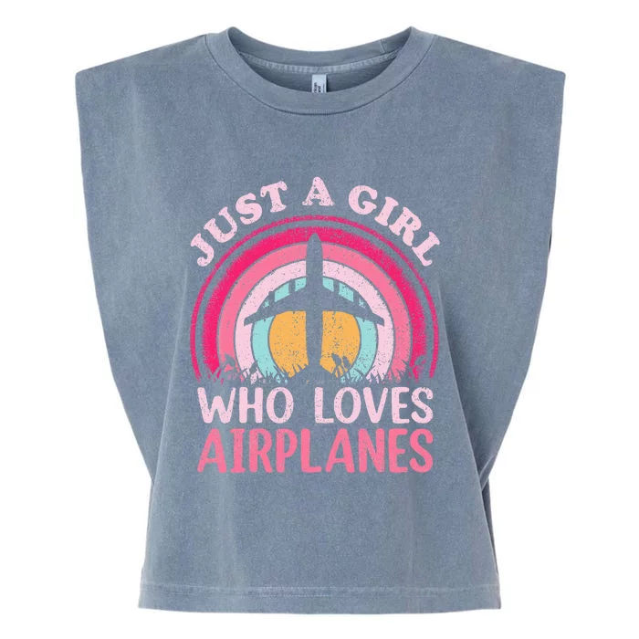 Just A Girl Who Loves Airplanes Garment-Dyed Women's Muscle Tee