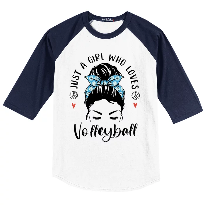 Just A Girl Who Loves Volleyball Gifts For Teen Girls Gift Baseball Sleeve Shirt