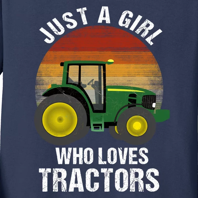 Just A Girl Who Loves Tractors Kids Long Sleeve Shirt