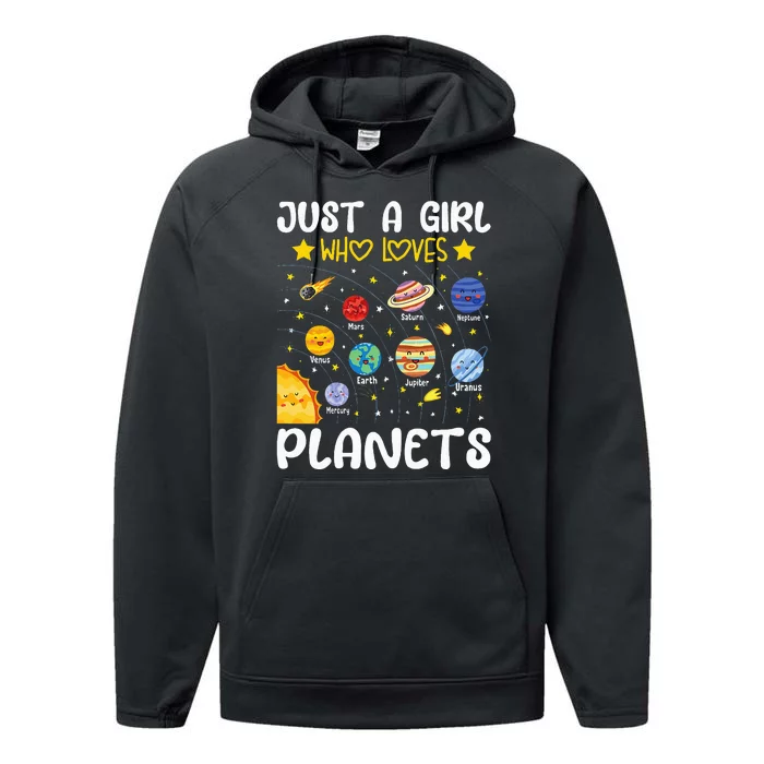 Just A Girl Who Loves Planets Solar Space Science Lover Girl Performance Fleece Hoodie