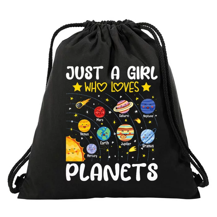 Just A Girl Who Loves Planets Solar Space Science Lover Girl Drawstring Bag