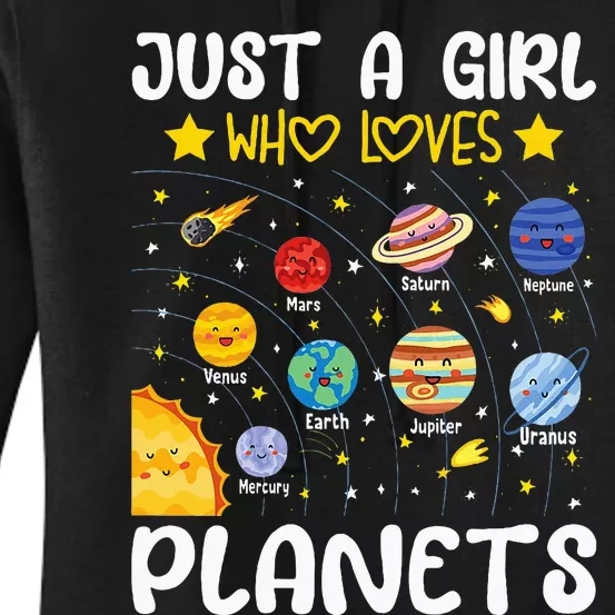 Just A Girl Who Loves Planets Solar Space Science Lover Girl Women's Pullover Hoodie