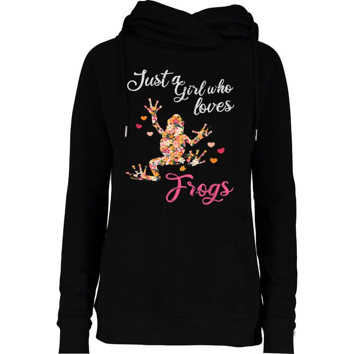 Just A Girl Who Loves Frogs Womens Funnel Neck Pullover Hood