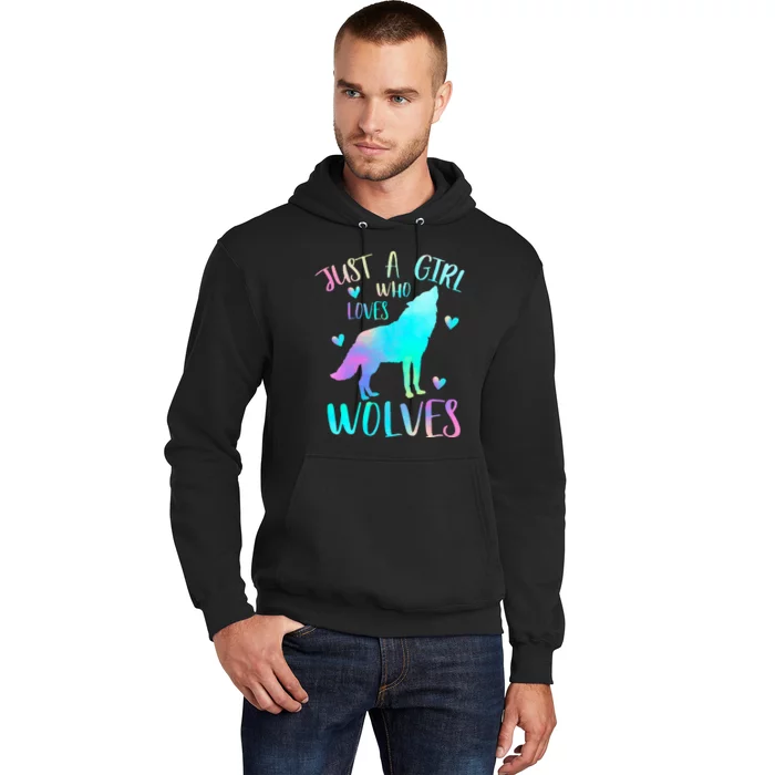 Just a Girl Who Loves wolves Watercolor Cute wolf lover Hoodie