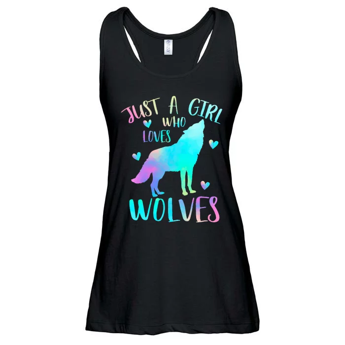 Just a Girl Who Loves wolves Watercolor Cute wolf lover Ladies Essential Flowy Tank