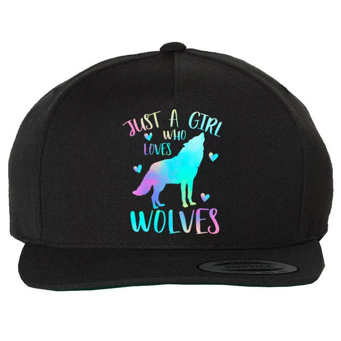 Just a Girl Who Loves wolves Watercolor Cute wolf lover Wool Snapback Cap